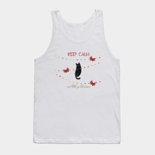 Merry Christmas - Black cats with Santa hat. Tank Top